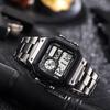 YIKAZE Digital Watch Men's Stainless Steel Strap Countdown Sport Watch Waterproof LED Electronic Wristwatch for Men Gift