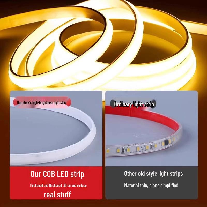 Ultra-Bright Self-Adhesive Waterproof COB LED Strip Light for Living Room, Bedroom, or Outdoor Ceiling.