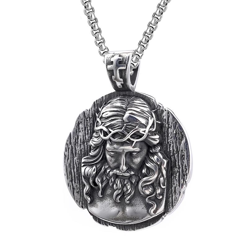 Stainless Steel Christian Jesus Cross Pendant Chain Trend Charm Crisscross Jesus Necklaces Men chains Jewelry Gift