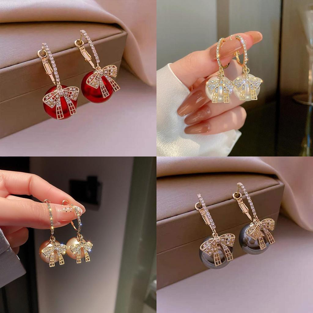 Korean Girl Butterfly Pearl Earrings With Alloy Material For Women Fashion Accessories
