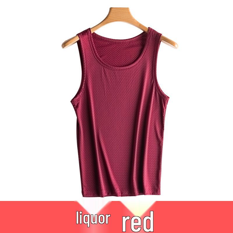 

Men s Slim Fit Ice Silk Mesh Vest - Breathable Summer Fitness Tank XXXL вино красного