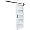 Sliding Barn Door, 813 x 2134mm, High-Strength MDF Panel and Glass, Barn Door with Hardware Kit, Water-Proof PVC Surface, Easy to Install, H-Frame,