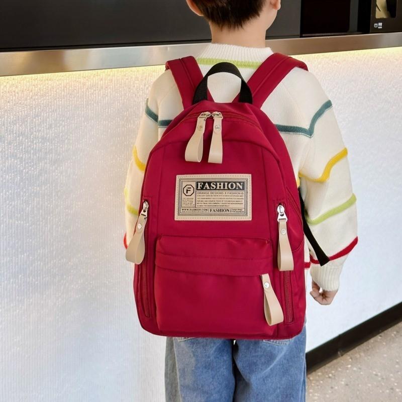 New Kids Backpack Unisex Elementary Students Simple Nylon Lightweight Design