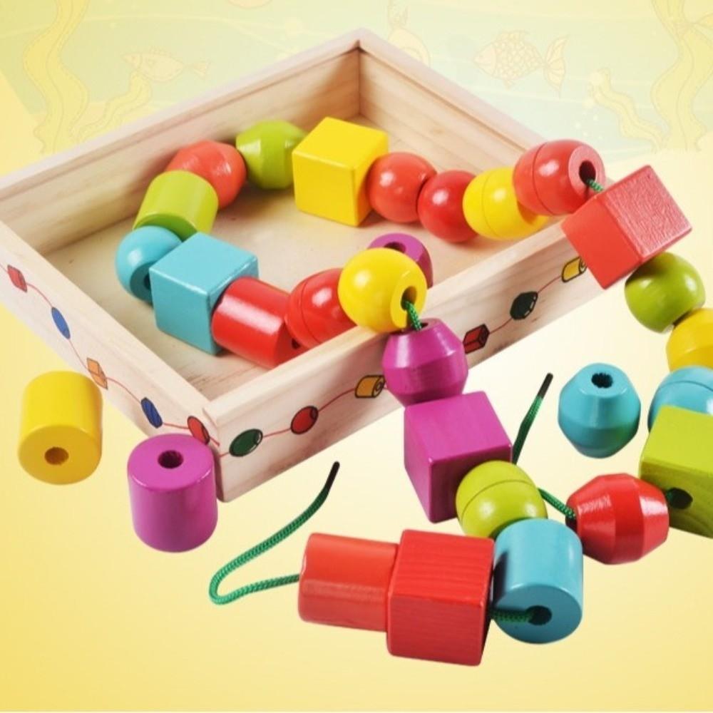 Colorful Wooden Toys Matching Game Colorful Beaded Toy  Preschool Learning