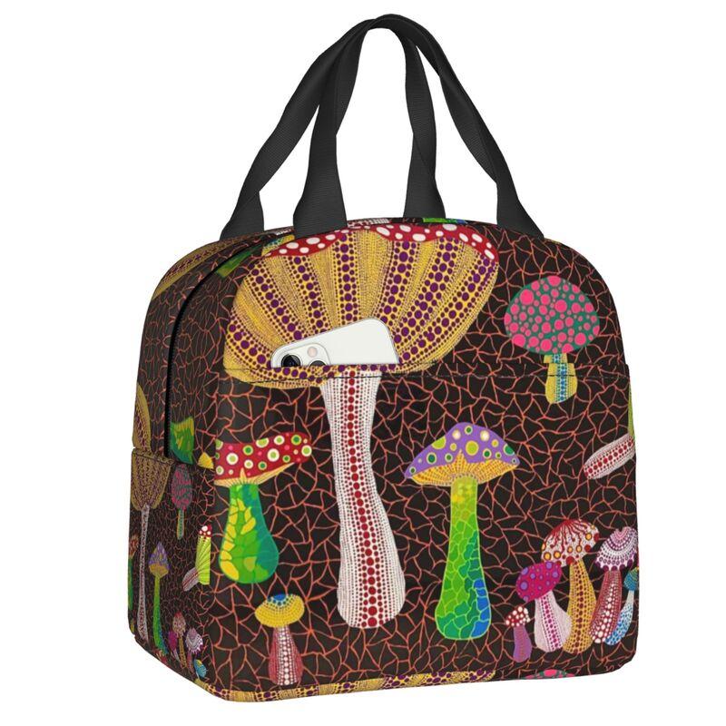 Custom Yayoi Kusama Abstract Painting Insulated Lunch Bag for Women Resuable Cooler Thermal Lunch Box Kids School Children