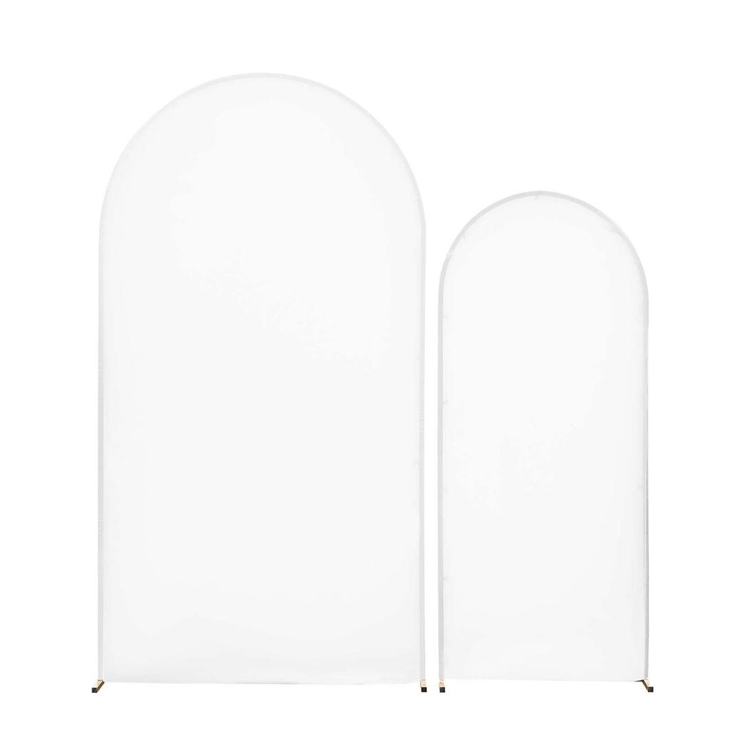 Arch Backdrop Stand, Set of 2, 2.2 m and 1.8 m, Stable Structure, Easy Assembly, Gold Metal Arch Backdrop Stand with Cover for Wedding, Birthday