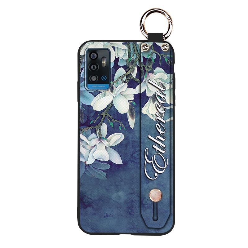 Kickstand Durable Phone Case For ZTE Blade A71/Optus X Swift 5G Back Cover Soft case Flower Fashion Design Lanyard Ring