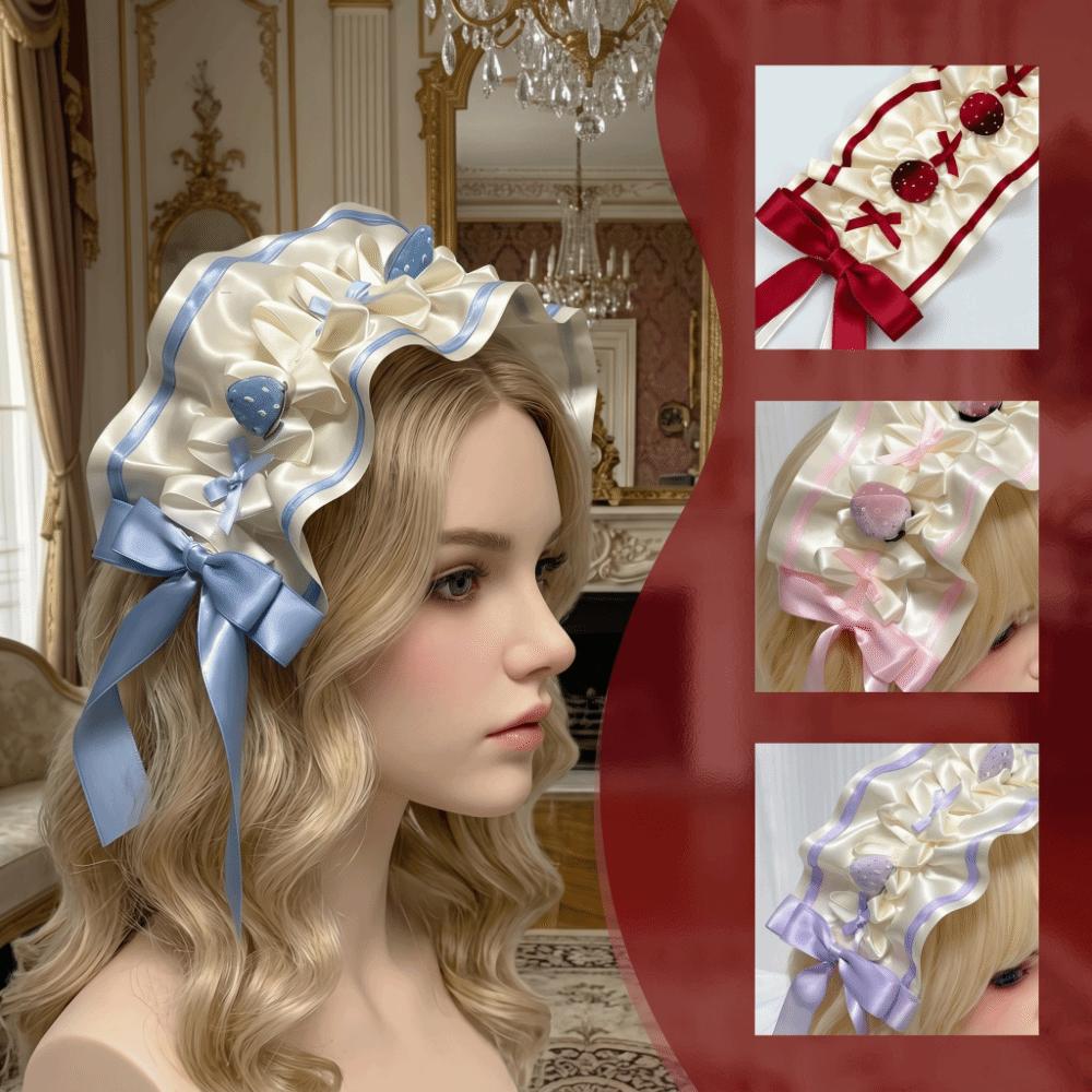 Elegant Strawberry Lolita Headband Handmade Lolita Hair Accessories Women Hair Scarf Daily Wear