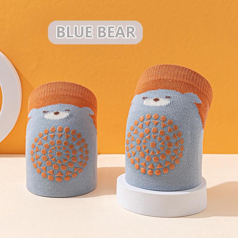 1 Pair Class A Xinjiang Combed Cotton Baby Crawling Knee Pads, Hollow Mesh Anti-Slip Silicone Dot Knee Leg Warmers for Toddler 0-5 Years Four Seasons