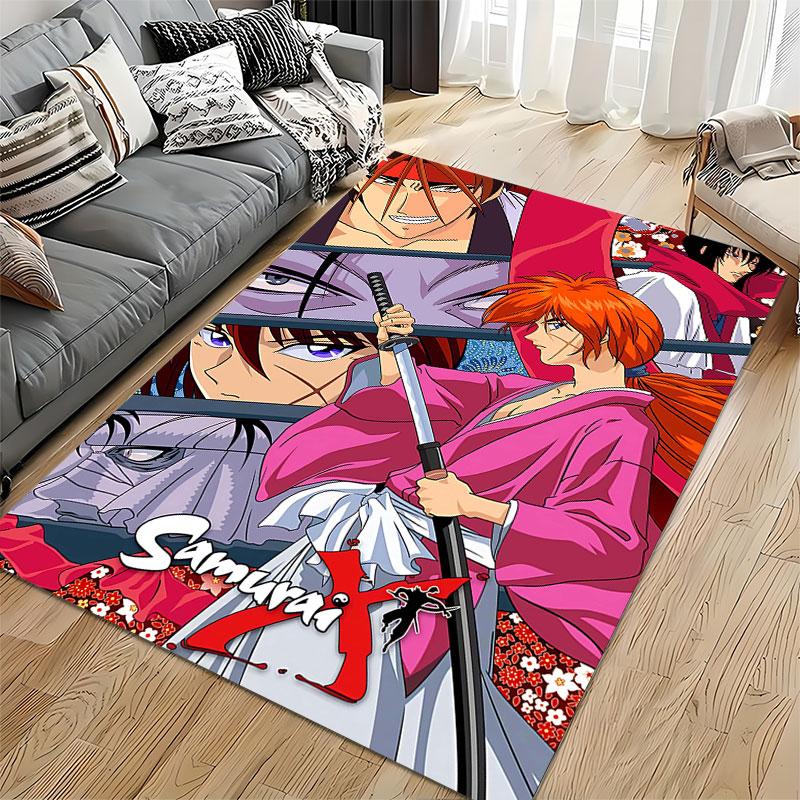 Samurai X Anime-Themed Carpet suitable as a non-slip mat for the living room or bedroom sofa