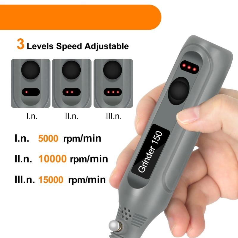 Handheld Mini Cordless Rotary Tool 3 Speed Electric Grinder Accessories Rechargeable for Engraving Cutting Polishing
