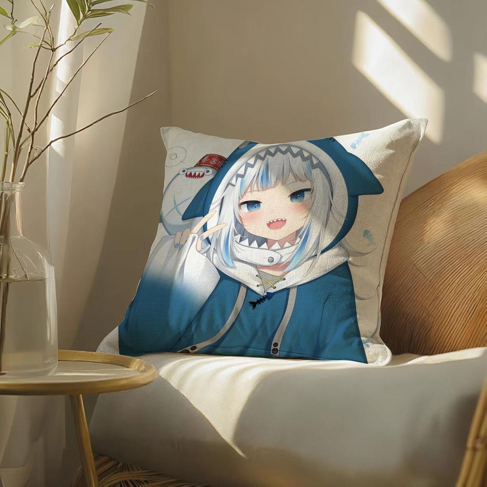 Kawaiianimehololivegawrgura Pillow Case Pillowcase, Double-Sided Printed, Sofa Cushion, Bedroom Headboard