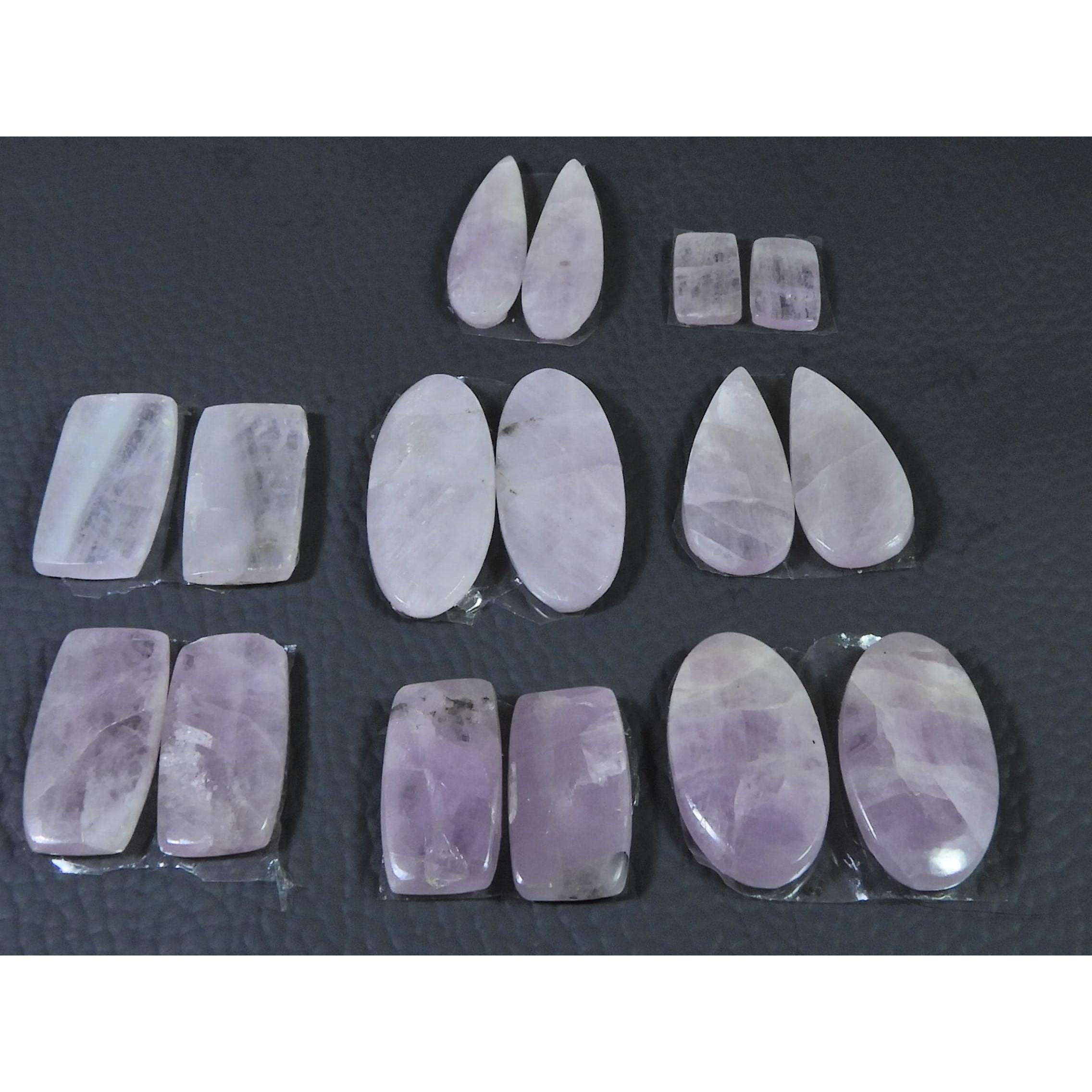

160Cts. Natural Pink Kunzite Matched Pair Mix Cabochon Gemstone 08 Pair Lot C-383
