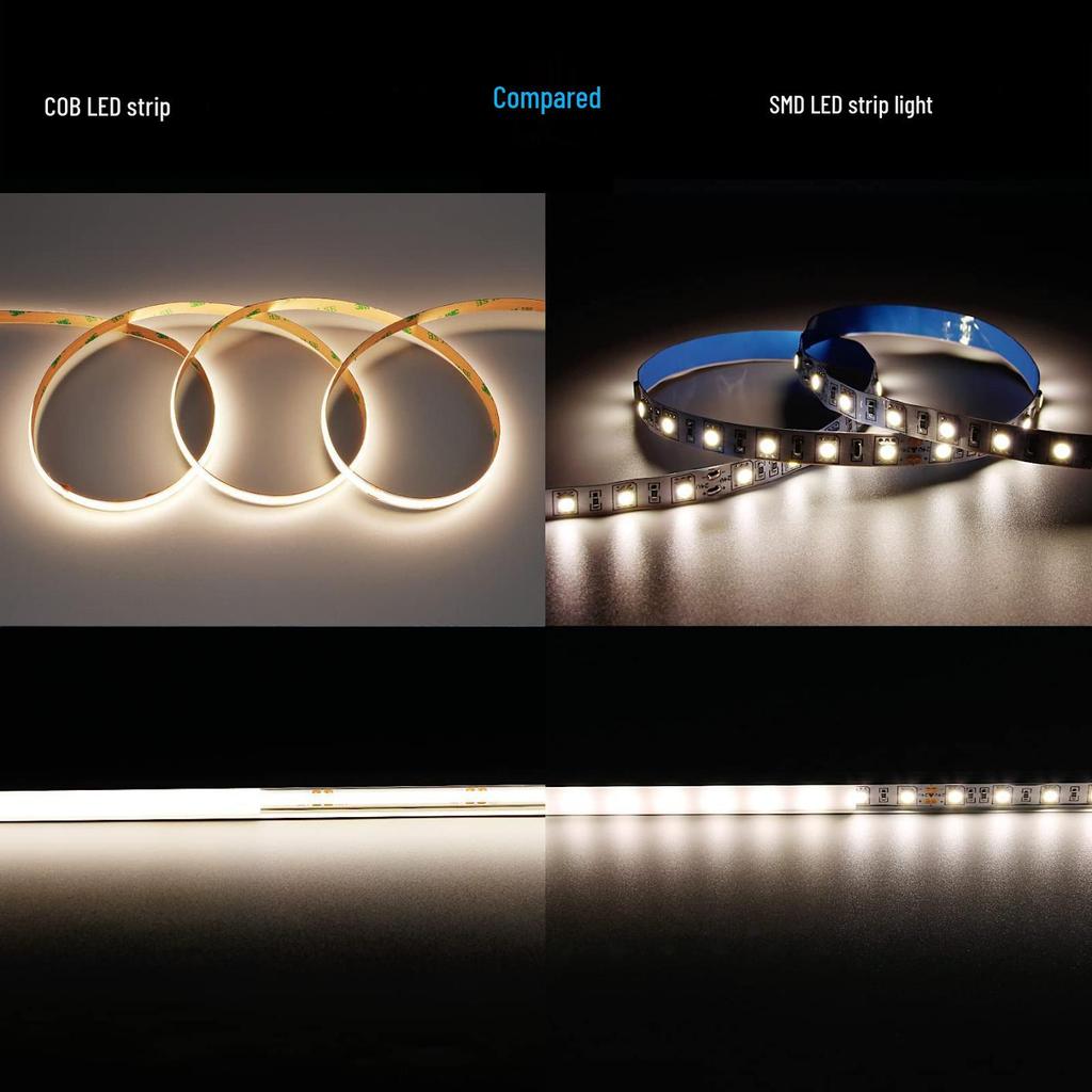 Flexible Self-Adhesive COB LED Strip Light 12V/24V for Ceiling, Bookshelf, Cabinet Decoration