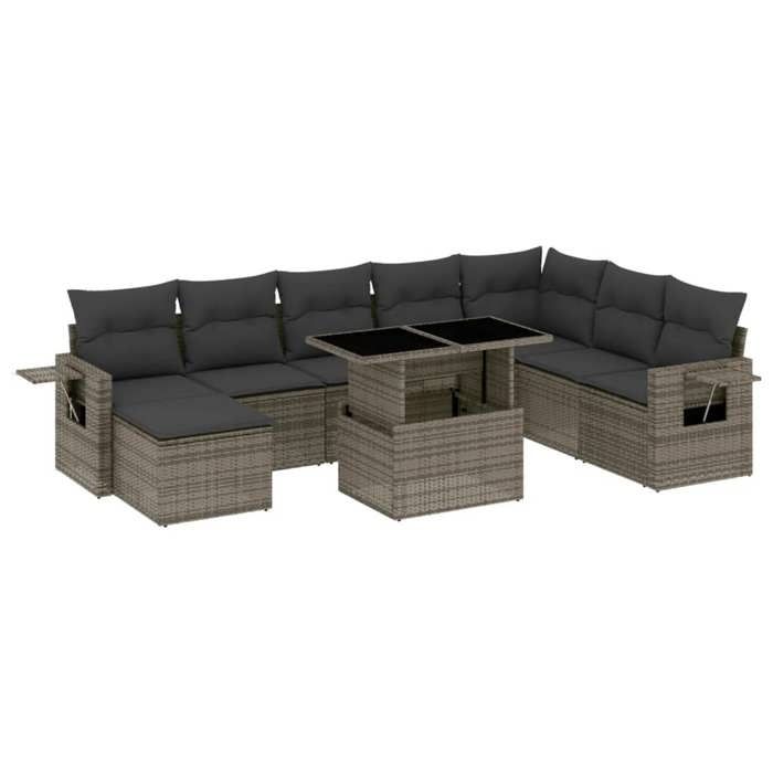 VidaXL Salon de jardin 9 pcs avec coussins gris résine tressée 3268100