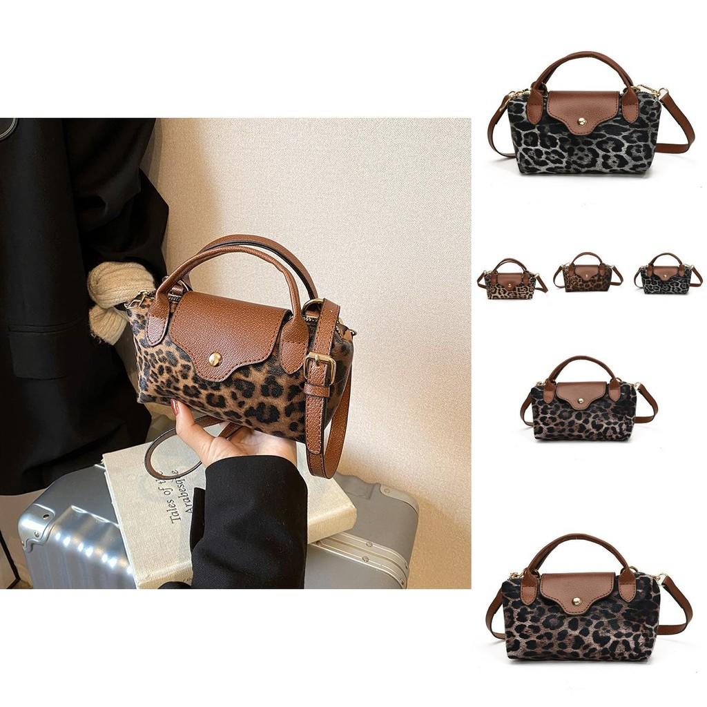 Trendy Plush Leopard Print Handbag For Women Stylish Mini Square Bag With Cozy Design