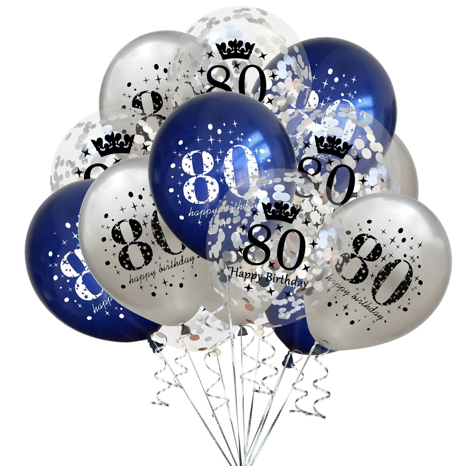 

16 18 30 40 50 60 Year Old Balloon Confetti Set Combination, Adult Birthday Party Decoration Blue 80