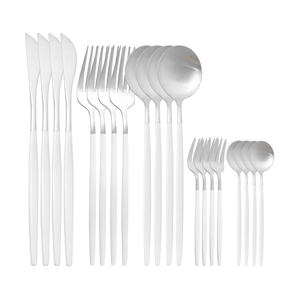 Set di posate multicolore da 20 pezzi, set di stoviglie, coltello da cena, forchetta da torta, argenteria arcobaleno in acciaio inossidabile 304, set per la tavola della casa