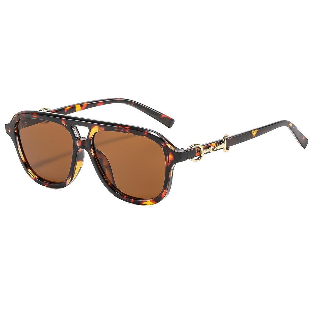 New double beam pilot sunglasses, European and American ins Internet celebrities big frame fashion street shooting show face small sunglasses trend