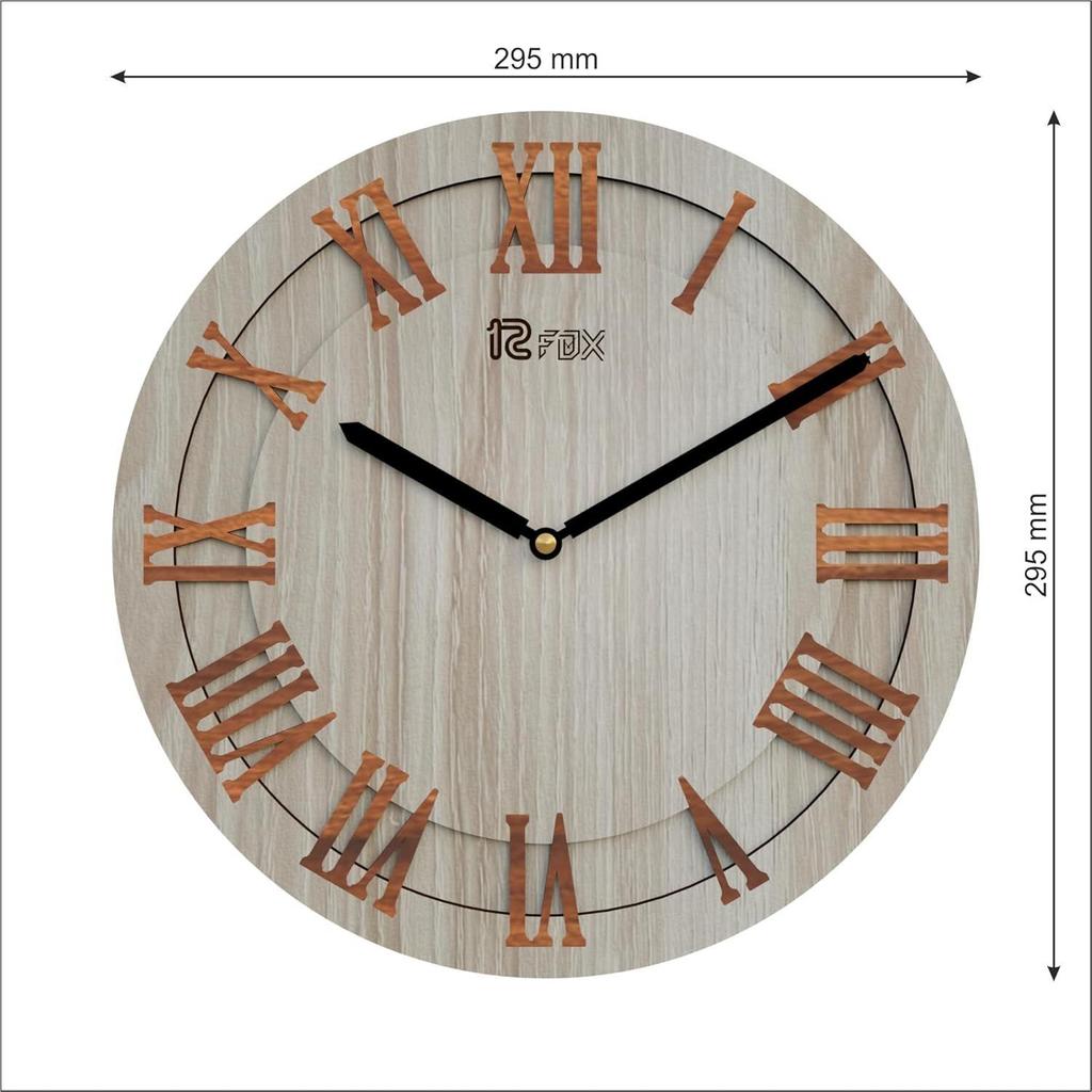 Vintage Design 12 Inch Handcrafted Stylish Elegant Analog Wooden Wall Clock for Living Room Hall Bedroom Office Gifting White Beech Wood