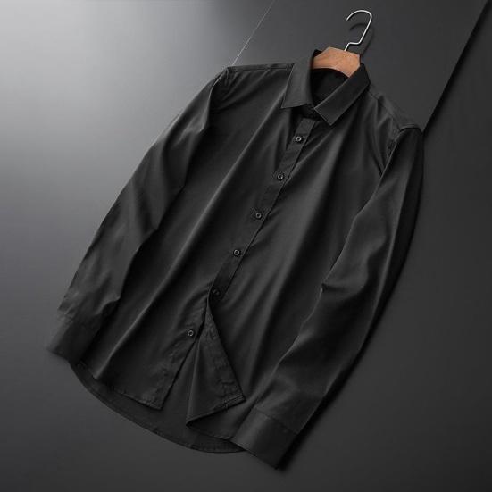 Herre Sommer Skjorte Nedslået Krave Ensfarvet Enkeltknappet Tynd Slim Fit Cardigan Lange Ærmer Mellemlang Afslappet Forretnings Herre Kontor Top