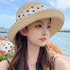 Actress Hat for UV Foldable Straw Polka Dot Cute Face Slimming Popular Straw Sunburn Swimming [Lhyxuuk] Women, Protection, Hat, Hat, Pattern, Ribbon,