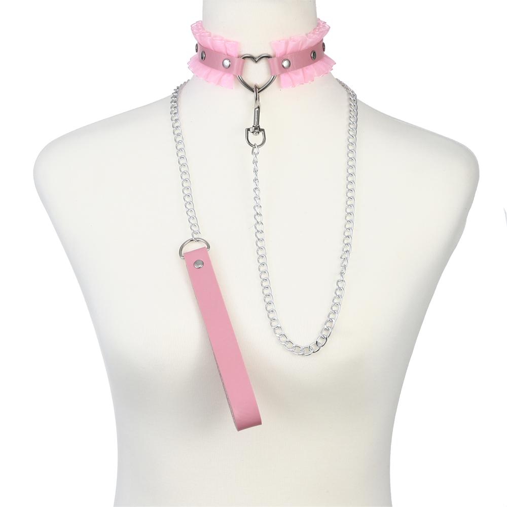 Chain Leash Choker Collar for Women Alt Fashion Leather Chocker Sexy Costume Jewelry Halloween Cosplay Accessories