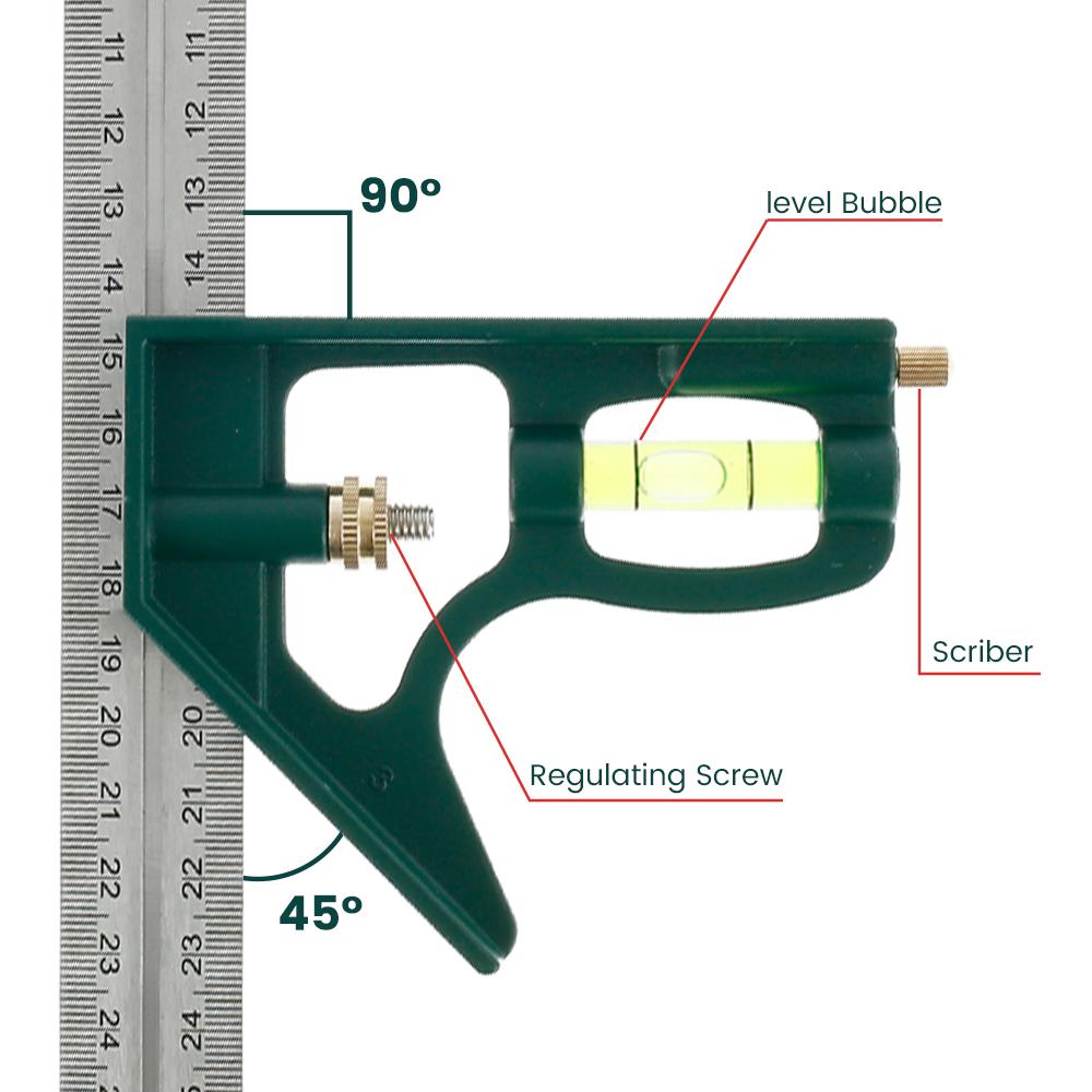 300mm Adjustable Combination Square Angle Ruler Diy Precise Woodworking Ruler Carpenter Tools Stainless Steel Measuring Tools