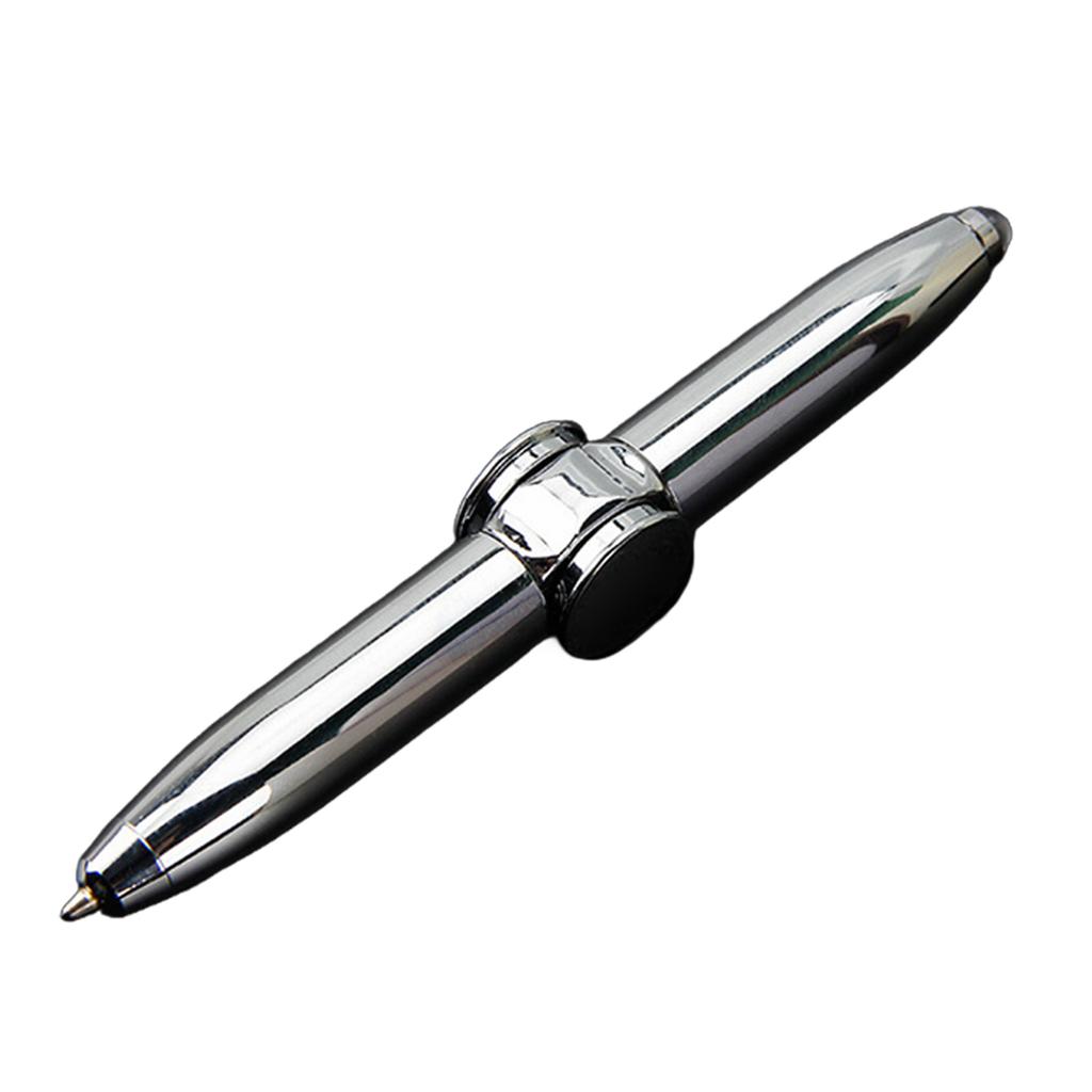 2Pcs Fidget Pen Spinner Pen with LED Light Metal Spinning Pen Ballpoint Pen Multifunctional Pen Anxiety Relief Pen