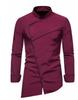 Men's European Style Long Sleeve Solid Color Stand Collar Dress Shirt, Plus Size.