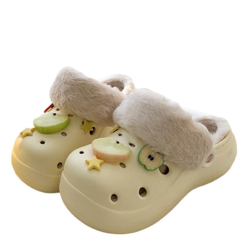 Thick-soled Anti-slip Cotton Flip-flops for Autumn and Winter, New Cute Shoes for Girls