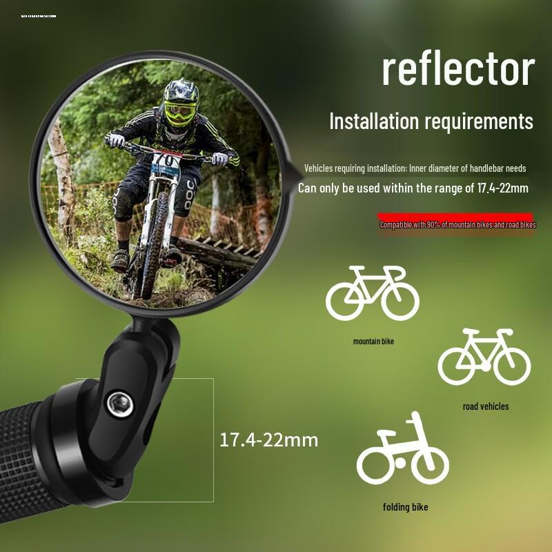 Rétroviseur de Vélo Arrière Convexe Grand Angle avec Poignée en Silicone pour VTT