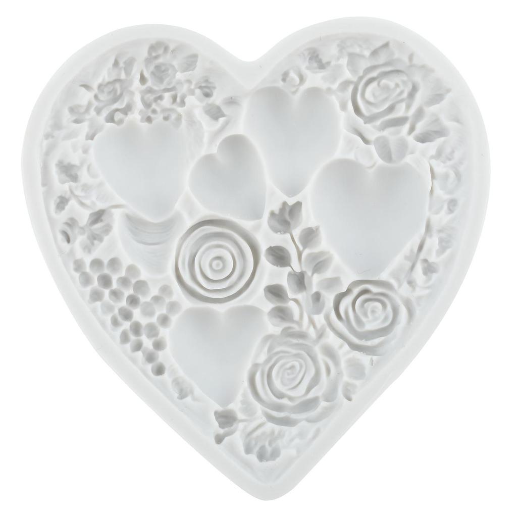 Love Heart Silicone Mold Rose Flower Fondant Molds Cake Decorating Tools Theme Cake Dessert Decorated Chocolate Candy Mold