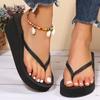 Damen Sommer Strand Keilabsatz Zehentrenner Leichtgewichtige Zehensteg Plateau Sandalen Frau Hochhackige Outdoor Pantoletten Orthopädische Schuhe