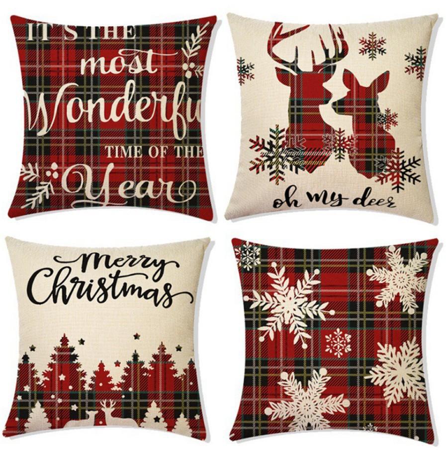 Christmas Pillow Home European Linen Sofa Cushion Cushion New Pillow Case