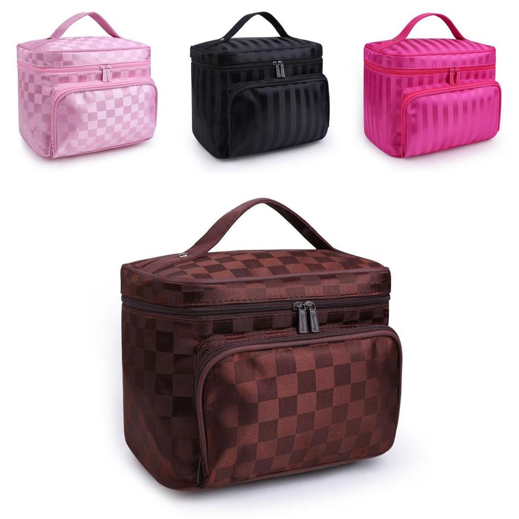 Fashionable Striped Women's Waterproof Cosmetic Bag With High Capacity