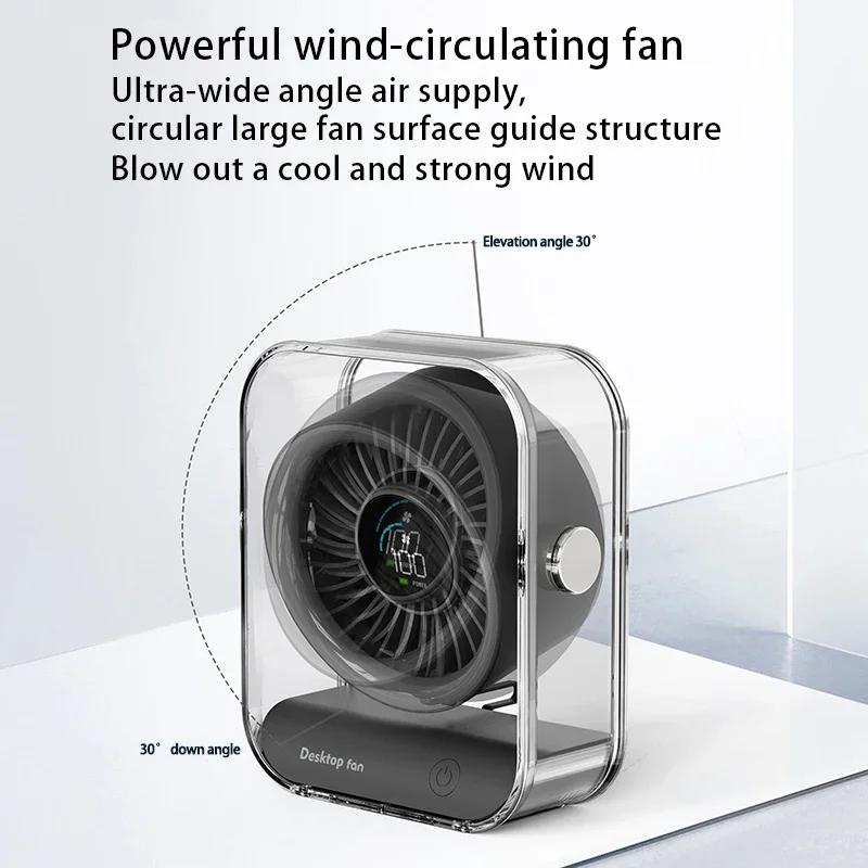 LED Digital Display Mini Desktop Fan 3000 mAh Rechargeable 100 Gears USB Adjustable Wind Speed Silent Brushless Motor Home Fans