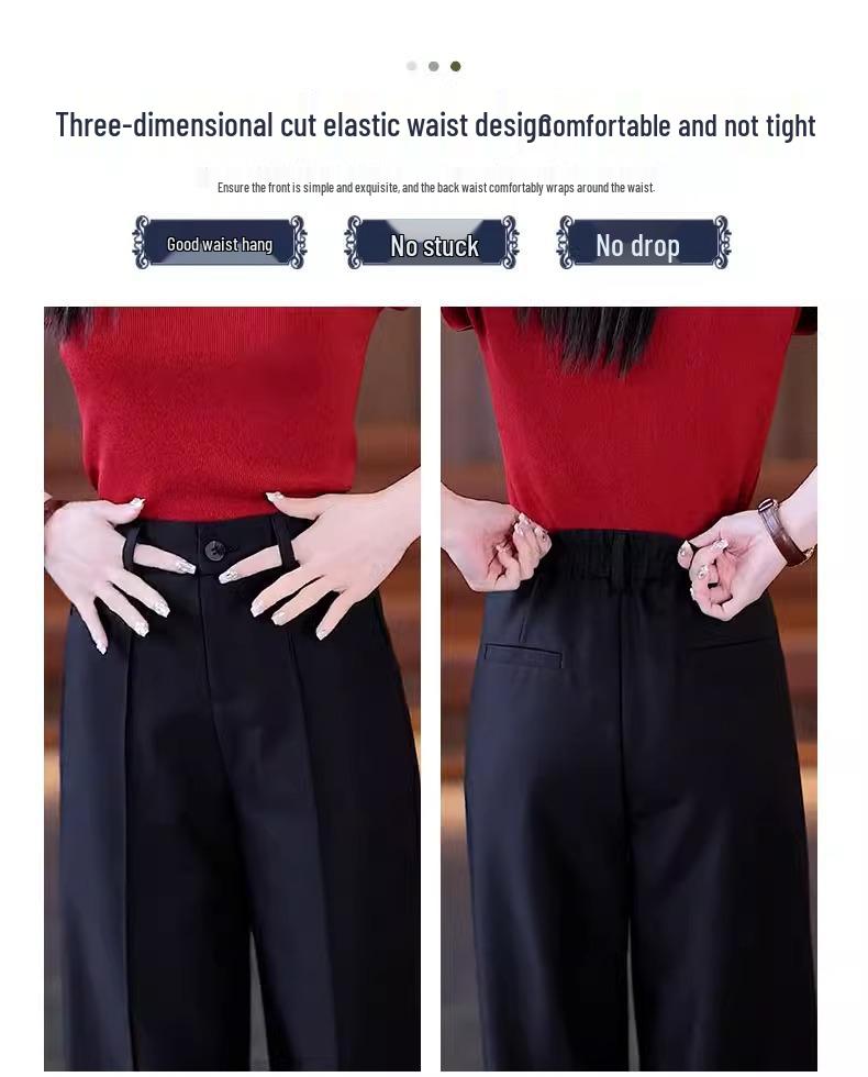 Women's Summer Drapey Wide-Leg Suit Pants, 2025 New, Versatile & Casual, Thin Nine-Point Straight Fit