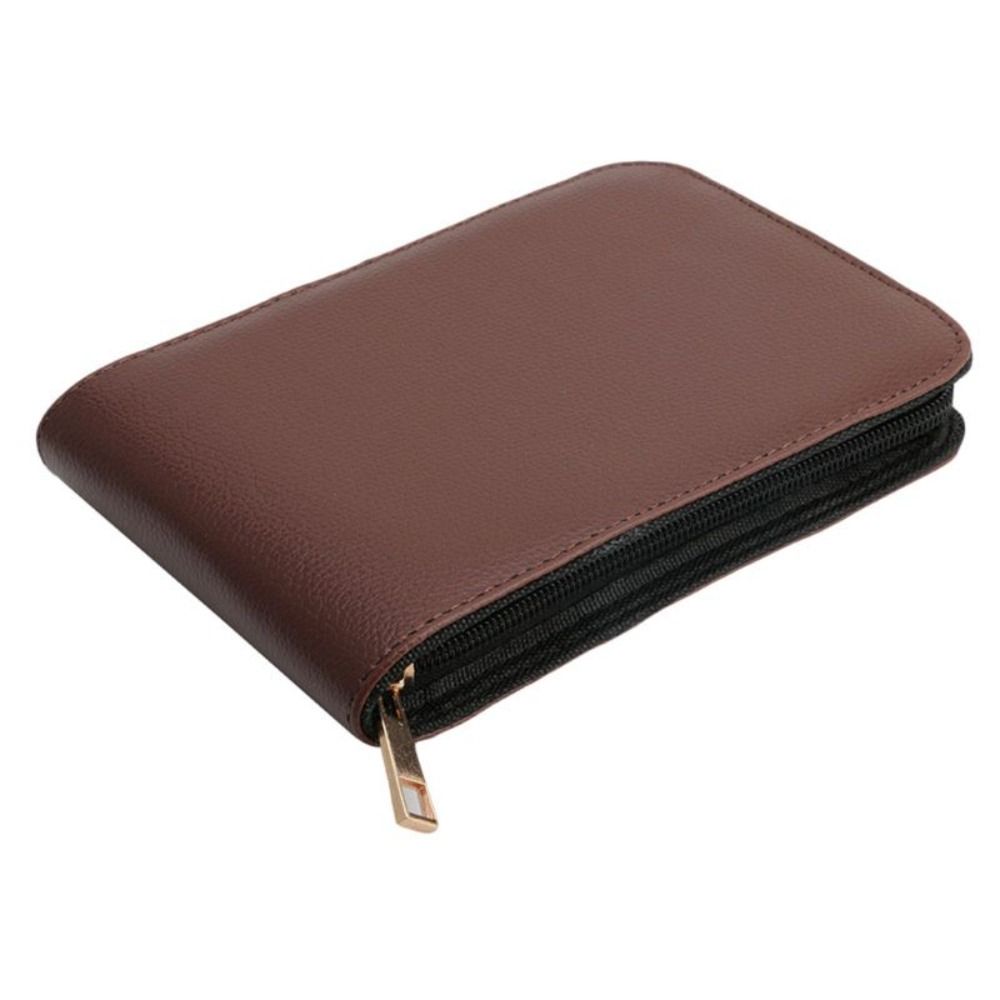 Faux Leather Brown 12 Pens Roller Pen Holder Fountain Pen Case Pen Container Bag Pens Zipper Case