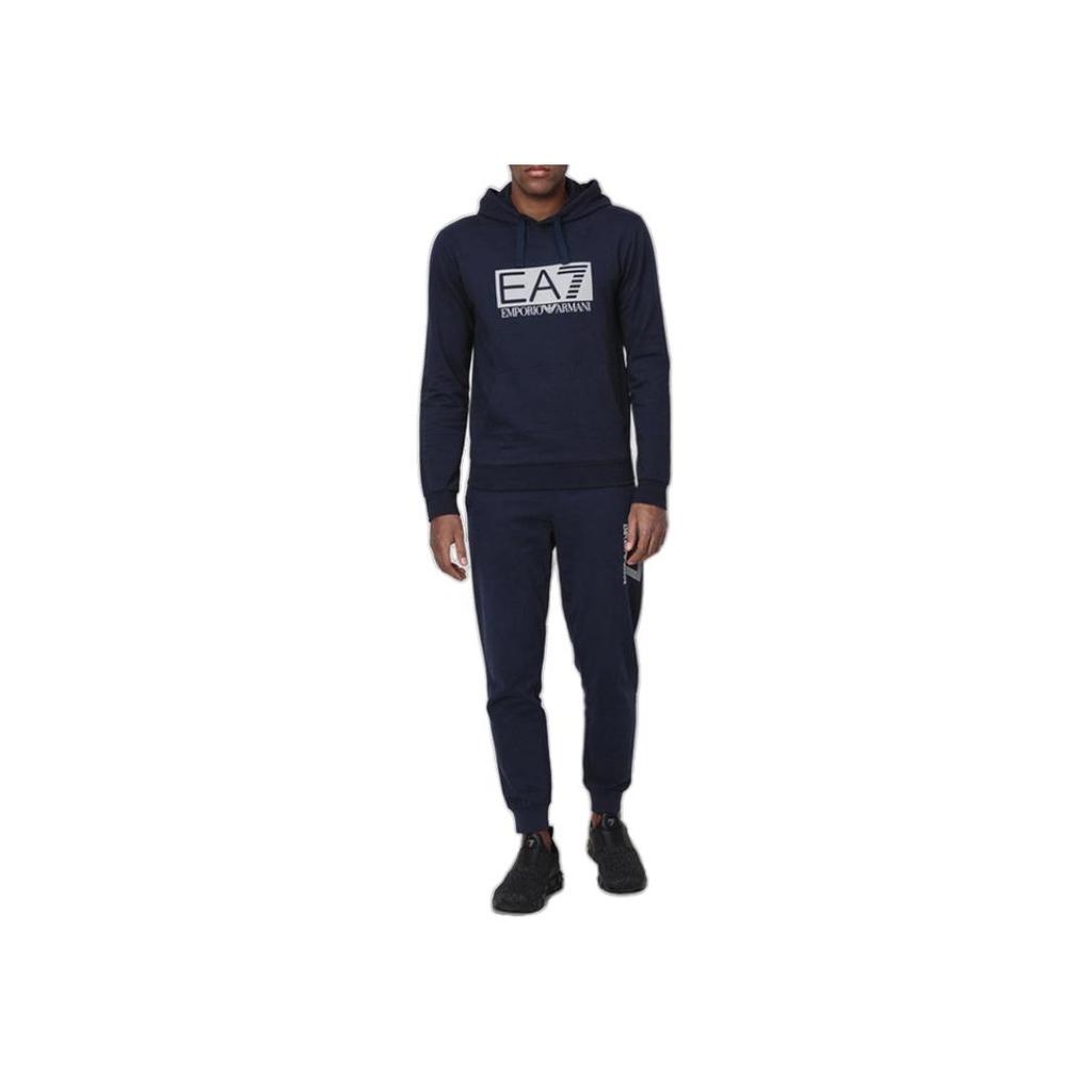 Emporio Armani EA7 FW21 Hooded Letter Print Sweatshirt Men sweatshirt Blue 3GPM62-J05Z-1554