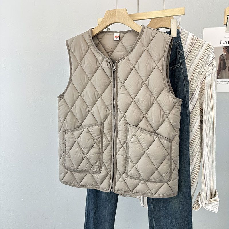 Large Size Autumn and Winter Down Cotton Vest Women's New Light and Enlarged Liner Vest Warm Backing Vest