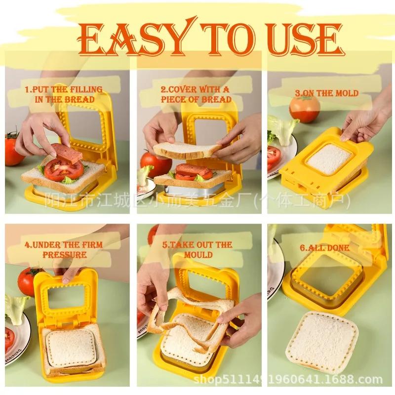 1ks Nerezová ocel Čtvercový/Kruhový Forma na krájení snídaňového sendviče, chleba, nástroj na výrobu toastů a kapesního chleba