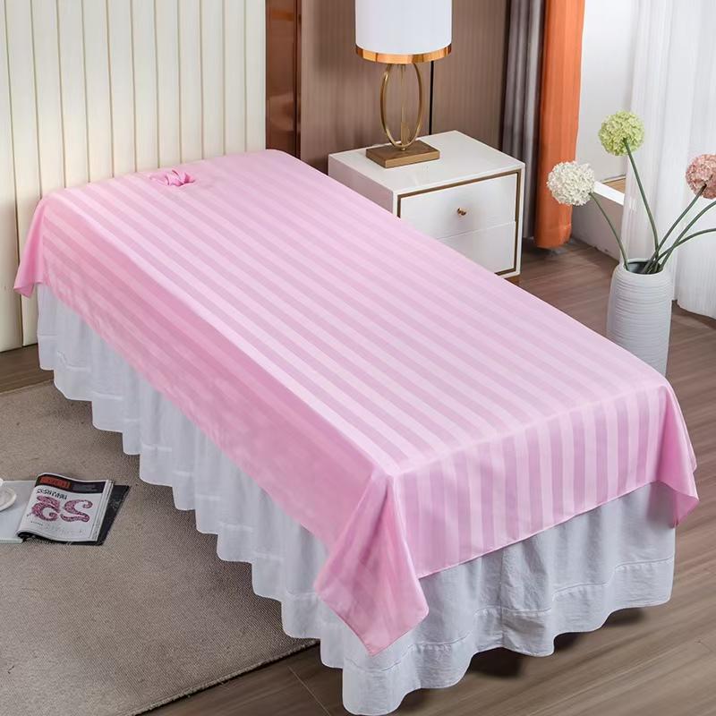 White Washable Beauty Salon Massage Bed Sheet with Hole - Anti-Dirty, Quick-Dry, Wrinkle-Resistant, Customizable.