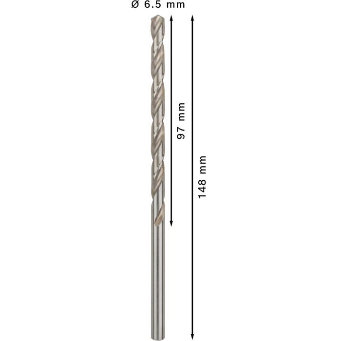 Foret pour métal - bosch - hss din 340 - 6,5 x 139 mm - lot de 5 - haute élasticité