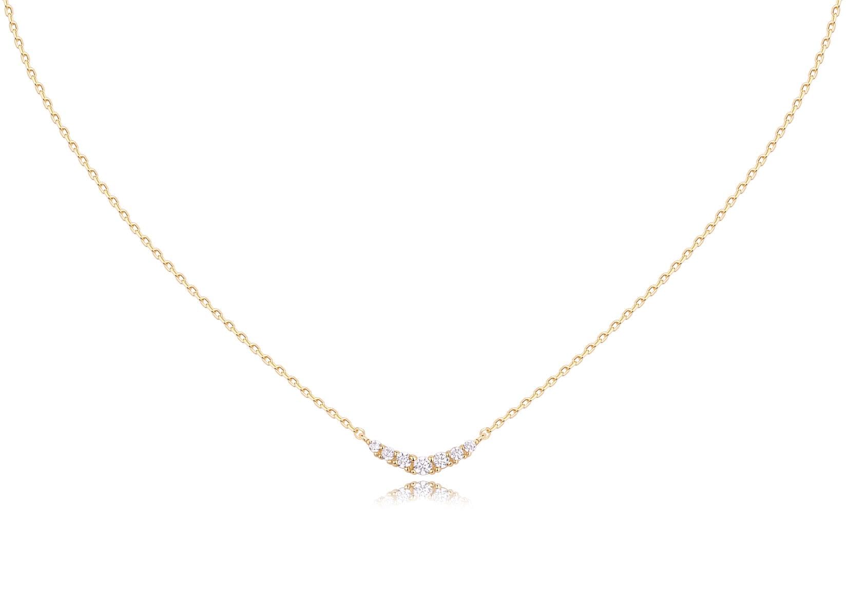 

925 Silver V Line Diamond Smile Necklace GP [lady like]
