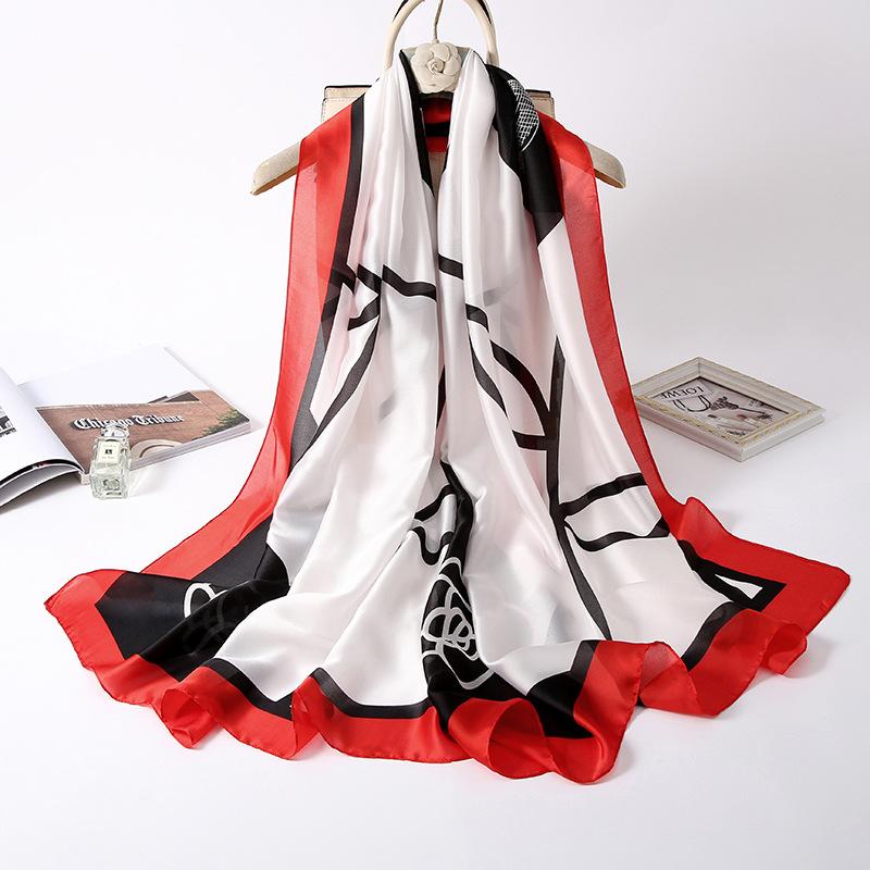 New Four Seasons Available New Silk Large Size Thin Outer Wear Neck Protection Scarf Sunscreen Warm Beach Towel For Women