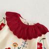 2024 Autumn Baby Girl Knitted Suit: Embroidered Top & Lace Pants Set