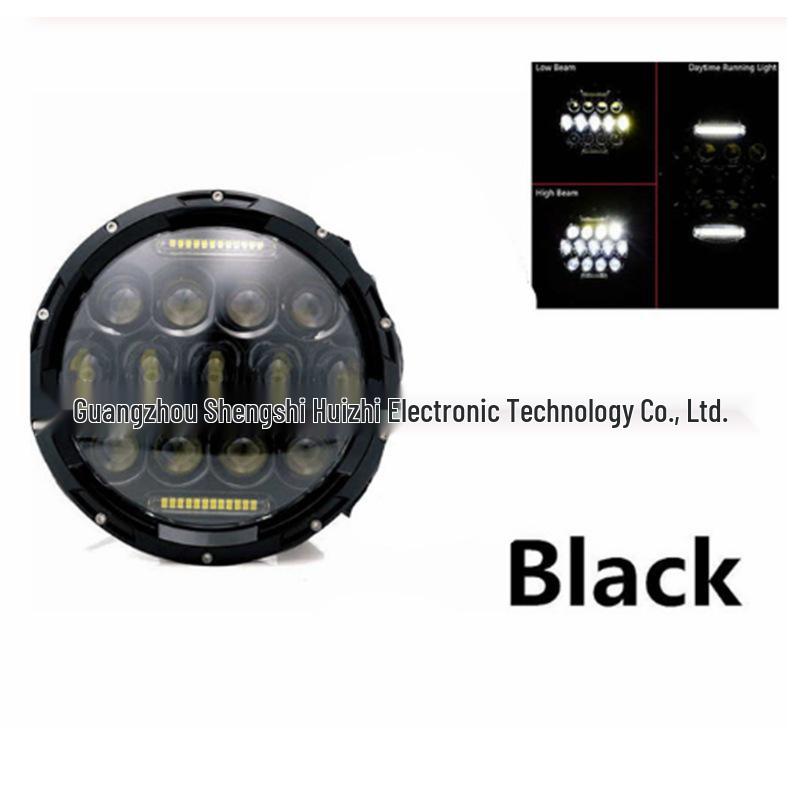 

75W 7 Wrangler LED Headlight for JK/TJ - White/Yellow Off-road Spotlight