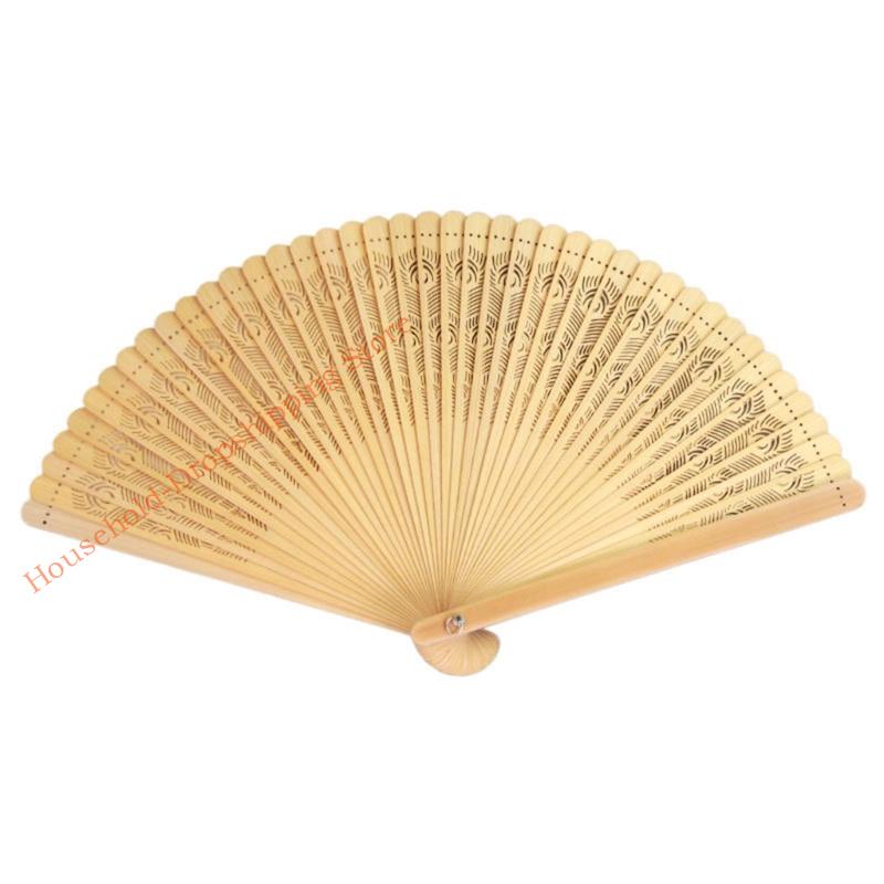 Decorative Hand Fan Folding Bamboos Hollow Carved Fan Photography Props Gift 85AD