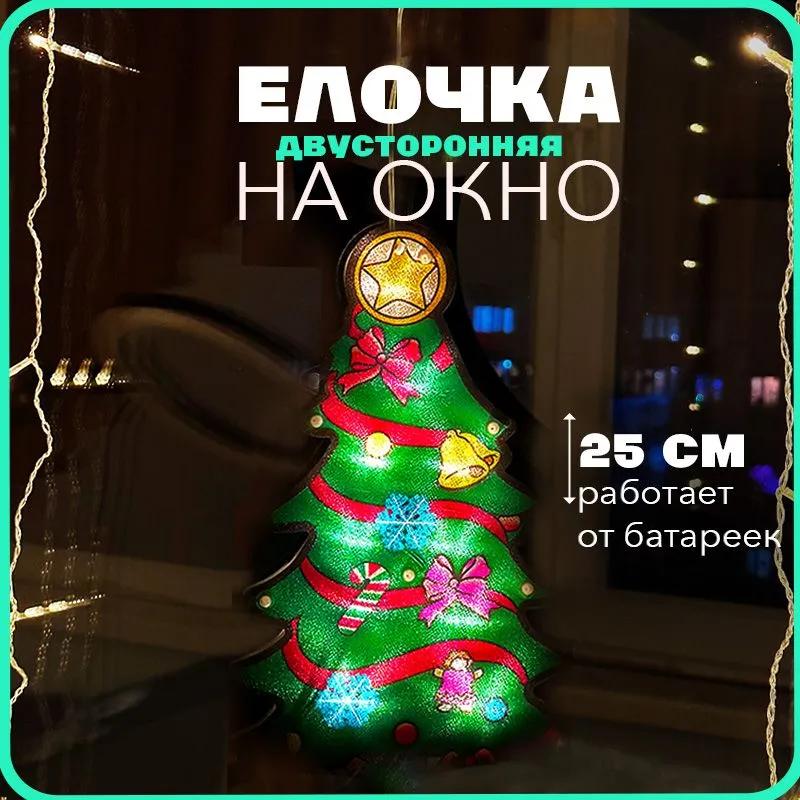 

Светодиодная фигурка Санта-Клауса с подсветкой 25 см, Рождественская елка, Снеговик, АБС-пластик, Присоски, 2 батарейки АА (Не включено),